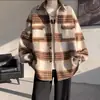 Conjunto de Pareja Otoño/Invierno 2006 Nuevo Estilo Retro Americano Abrigo de Lana a Cuadros para Mujer, Chaqueta de Nicho con Diseño Único