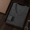 Suéter de Cachemira para Hombre con Cuello en V para Otoño e Invierno, Talla Grande, Ropa de Punto Business Casual, Suéter Base de Lana, Grueso y Cálido