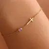 Pulseira Cruz com Pedra de Nascimento de Dezembro Transfronteiriça da Amazon Nova Moda Joias Presente de Aniversário para Mulheres