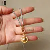 Taijia Diseño Original Cadena de Amuleto Budista Tailandés Collar de Perlas Shijia Doble Colgante Cadena para Clavícula de Mujer de 3 mm Cadena Thangka