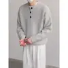 Tops de Otoño e Invierno Coreanos Simples de Punto con Cuello Henley para Hombre Marca de Alta Gama Moderna Ins Suéter de Punto Básico Moderno