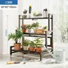 Estante de Flores de Hierro Forjado Acero Inoxidable Estantería Sala de Estar Balcón Patio Exterior de Pie de Múltiples Niveles Estante para Macetas de Suculentas
