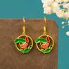 Brincos Retro Originais Esmaltados Lótus Folha de Lótus Redondos Femininos Banhados a Ouro Novo Estilo Moda Nacional Brincos para Cheongsam Hanfu