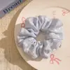 Elástico de Cabelo Scrunchie Verão Fresco Azul e Branco de Bolinhas Doce Menina Rabo de Cavalo Laço de Cabelo Renda Corda de Cabelo Acessório de Cabelo Elástico