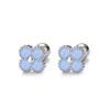Clavos para Hélice de Hueso de Oreja Flor de Ópalo Rosa y Azul Trébol de Cuatro Hojas para Soportar Orejas Perforadas Mientras Duermes, Aretes Compactos, Aretes con Cierre de Rosca