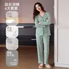 2026 Pijamas Nuevos para Mujer, Estilo Primavera y Otoño, Otoño, Algodón Puro, Manga Larga, Rayas, Sensación de Alta Gama, Tallas Grandes, Ropa de Casa, Conjunto 100% Algodón
