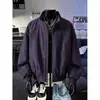 Chaqueta de trabajo con silueta para hombre con cuello alto, ajuste otoño cl, chaqueta corta de béisbol con patchwork, marca de tendencia deconstruida, púrpura ean