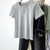 Algodón puro, estilo deseo puro, blanco, hombro normal, camiseta de manga corta de algodón puro para mujer, diseño de verano, nicho, sexy, corte ajustado, top corto