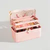 Popular caja organizadora de cosméticos práctica, gran capacidad, multicapa, con cerradura de seguridad, caja de medicamentos para el hogar, caja de almacenamiento de joyas y accesorios