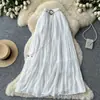 Saia bolo de cintura alta estilo coreano em A para mulheres, versátil e modeladora, saia midi multicamadas para o verão, adequada para o trabalho, saia elegante