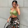 Nueva moda transfronteriza para mujer: top corto estilo chica picante con cuello halter, cordones, ajustado y que revela la cintura