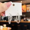 Brincos Argola Dupla Cravejados com Zircônia Micro Pavé Outono e Inverno Nicho Retro Luxo Acessível Brincos de Alta Qualidade Simples Elegantes Versáteis Joias para Orelha