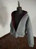Sudadera con capucha y cremallera de punto estilo retro americano simple de colores contrastantes, suelta, casual, para primavera y otoño 2025