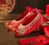 [Hongxi Yue] novos sapatos de casamento Xiuhe chineses originais estilo antigo vermelho Hanfu sapatos de casamento de noiva mulheres aumento de altura