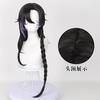 Peluca de Cosplay Doudoukou Onmyoji Envidia Prajna Negra y Morada con Estilo Trenzado Integrado y Parte Superior Similar al Cuero Cabelludo