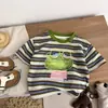 Camiseta Rayada de Moda de Verano para Niños 2026 Nuevo Estilo Top de Manga Corta para Niños Grandes Conjunto de Verano Camiseta Transpirable de Moda para Niños
