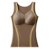 Cubierta de seda Copa fija Color en contraste Chaleco cálido para mujer Sexy Cuello en V Sujetador sin costuras Ajustado al cuerpo Chaleco cálido