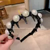 Diadema Larga de Dientes con Perlas y Cristales de Gama Alta y Elegante, con un Aspecto de Lujo y a la Moda, Adecuada para Llevar en la Parte Superior de la Cabeza o para Lavarse la Cara