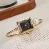 Reloj Pulsera Cuadrado de Perlas Sunlifex para Mujer, Lujo Ligero, Estilo Mid-Century, Sencillo, Elegante, Moderno y Exquisito Reloj de Cuarzo