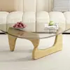 Mesa de centro madera maciza multifuncional mesa de té sala de estar mesa para el hogar estilo celebridad de internet ins mesa de centro minimalista de vidrio transparente celebridad de internet