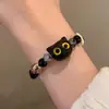 Nuevo Estilo Chino ~ Pulsera de Gato Dopamina con Cuentas para Niñas, Lujo Accesible Pulsera de Nicho para Pareja, Mejor Amigo Pulsera de Cerámica de Imitación