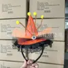 Diadema de Bruja de Halloween Máscara de Encaje Divertida Sombrero Grande con Lentejuelas Accesorios Populares para el Ambiente Festivo