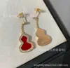 Pendientes de Calabaza Kirin Versión Alta Chapados en Oro Rosa de 18 Quilates Pendientes Largos Pendientes de Ágata Roja Tamaño Mediano Lujo Accesible