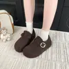 Sapatos Birkenstock Forrados com Feltro Retrô para Mulheres, Roupa Externa Outono/Inverno, Sapatos Quentes de Algodão com Solado Grosso, Mocassins de Pelúcia Antiderrapantes de Calçar