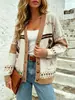 Cardigan Jacquard de Tricô Estilo Preguiçoso Desenho Animado Novo Estilo Transfronteiriço para Mulheres Outono e Inverno Casaco Suéter Solto Manga Longa Versátil
