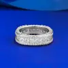 Mu Jing Joias Novo Anel Quadrado de Prata S925 com Fileira Completa de Diamantes Personalizado Moda Versátil Live Transfronteiriço Little Red Book