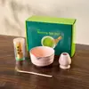 Conjunto de matcha estilo japonês 8 peças conjunto rosa travessa de matcha transfronteiriça com boca travessa de matcha de alto valor com boca para mulheres