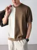 Ropa para Hombre Fengshe / 2026 Verano Nueva Camiseta de Punto de Cuello Redondo para Hombre Estilo Americano de Peso Pesado de Manga Corta Casual de Moda
