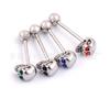 Joia Piercing de Língua Crânio de Cristal Cravejado com Diamantes de Aço Inoxidável da Moda, Unissex, Estilo Europeu e Americano