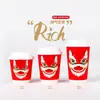 Copo de Café Descartável com Tampa Dança do Leão de Ano Novo, Embalagem Comercial, Ano do Cavalo Estampado a Ouro Pelúcia Vermelho Copo de Papel para Bebidas Quentes Chá de Leite