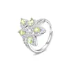 Anel de Prata S925 com Pedra de Cristal Natural para Mulheres Ajustável Série de Pedras Coloridas Transfronteiriça Peridoto Topázio Estilo Quente Xiaohongshu