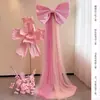 Decoración de Habitación de Boda Bata Rosa Tul Área de Fotos Pared de Fondo Señal Doble Felicidad Tablero Kt Corbata de Moño Atmósfera Novia