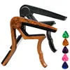 Capotraste para Guitarras Acústicas Elétricas, Capotraste de Guitarra 2 Peças Braçadeira Kapo com 5 Palhetas, Design Único para Guitarra Baixo Ukulele, Madeira e Preto