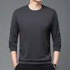 Camiseta de Manga Larga para Hombre 2024, Nueva Otoño/Invierno, Cuello Redondo, Casual, Moderna, Versátil, Camiseta Base