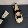 Zapatos de Malla Transpirable Planos con Lunares Negros para Mujer, Nuevos Zapatos Mary Jane Franceses con Lazo de Verano 2026