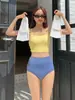 Traje de Baño Dividido Nuevo 2025 de Cintura Alta para Mujer para Cubrir el Vientre y Aspecto Adelgazante para Vacaciones en la Playa Traje de Baño de Aguas Termales para Mujer [Envío Directo]