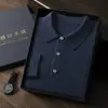 Nuevo Suéter de Cachemira Peinada para Hombre de Primavera y Otoño 100% Cachemira Solapa con Hebilla Manga Larga Gruesa Camisa Base Casual de Negocios