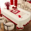 Mantel de Año Nuevo, impermeable y a prueba de aceite, fácil de limpiar, mantel festivo rojo del Año del Caballo, mejora el ambiente, mantel resistente al calor, cubierta para mesa de café