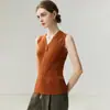 Nueva colección de otoño e invierno: suéter de cachemira pura para mujer, chaleco de cuello en V, en capas para abrigar, corte ajustado, favorecedor, tejido casual y versátil