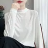 Suéter de punto base de manga larga para mujer, cálido para otoño e invierno, cuello medio alto simple y versátil, nuevo, amigable con la piel, camiseta interior