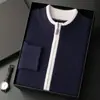 Estilo Minimalista de Lujo Ligero Cárdigan de Cachemira para Hombre Cuello Alto Cremallera Tejido de Punto Suéter Grueso de Peso Pesado Suéter Cálido de Lana
