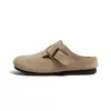 Zapatos planos para mujer estilo Birkenstock de piel auténtica con plataforma interior, modelo otoño 2026, suela suave y cómoda, zuecos retro de punta cerrada para mujer