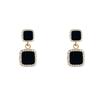 Estrella Coreana con Pin de Plata 925 Pendientes Cuadrados Negros Atmosféricos Pendientes Sencillos Joyería para el Oído Tienda de Fábrica