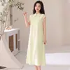 Bata de Noche de Algodón y Lino Tejidos de Alta Calidad de Tiendas Físicas, Nuevo Estilo de Verano, Nuevo Estilo Chino, Ropa de Dormir de Manga Corta