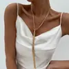 Joia Transfronteiriça Europeia e Americana Colar com Corrente Osso de Cobra Longo com Franja Estilo Frio Corrente Lisa Colar com Nó