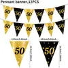 Venta Caliente Transfronteriza Negro Oro Primer Cumpleaños Dorado Champagne Edad Fiesta de Cumpleaños Bandera Triangular Decoración Pancarta de Tirar Suministros Decorativos